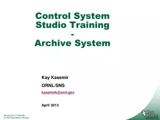 Control System Studio Training - Archive System