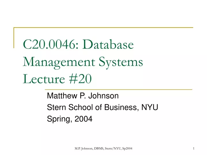 c20 0046 database management systems lecture 20
