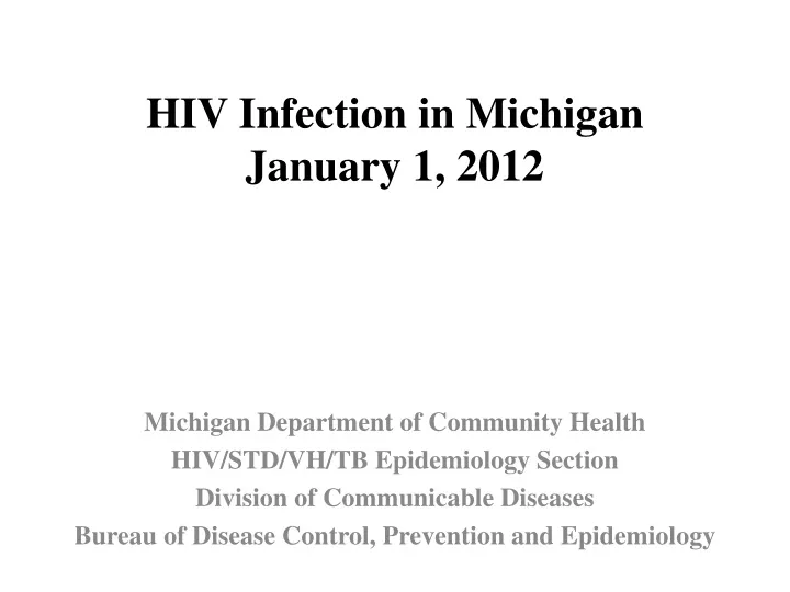 hiv infection in michigan january 1 2012