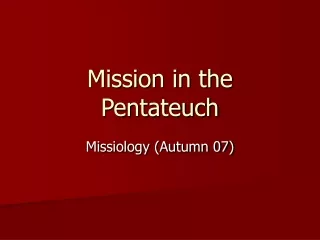 Mission in the Pentateuch