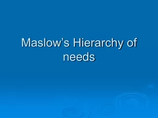 Maslow’s Hierarchy of needs