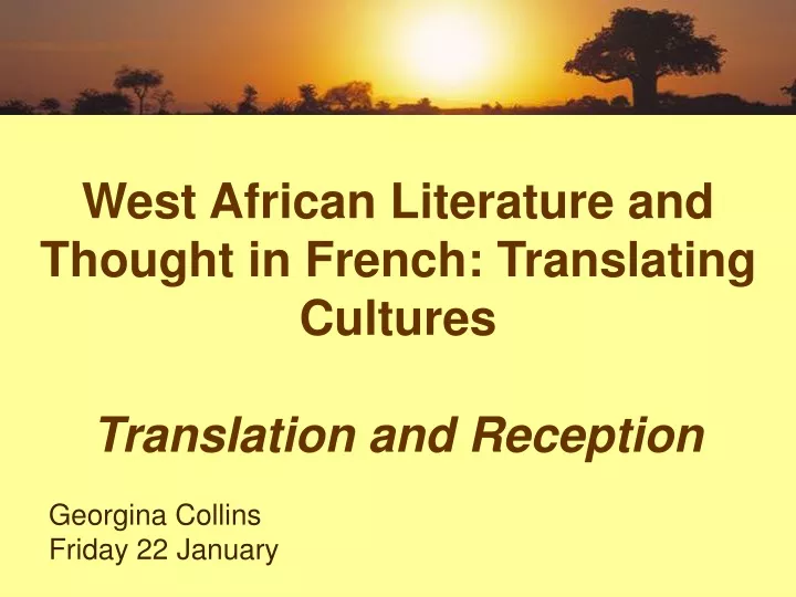 west african literature and thought in french