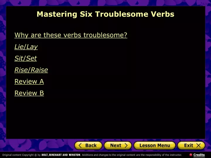 mastering six troublesome verbs