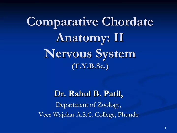 comparative chordate anatomy ii nervous system t y b sc