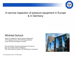 In-service inspection of pressure equipment in Europe &amp; in Germany