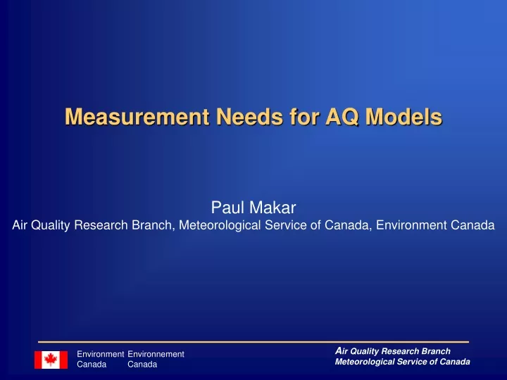 measurement needs for aq models