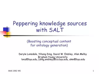 Peppering knowledge sources  with SALT
