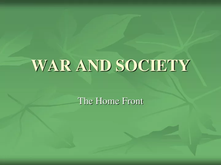 war and society