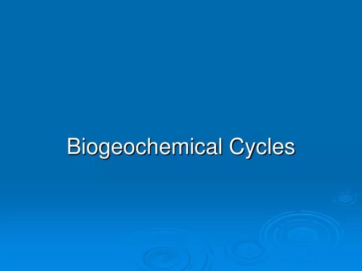 biogeochemical cycles