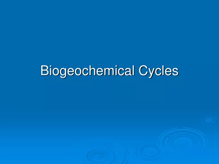 biogeochemical cycles