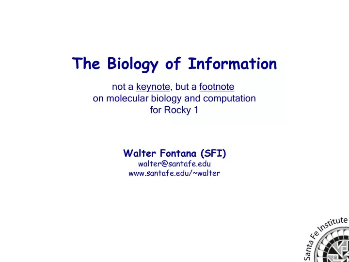the biology of information