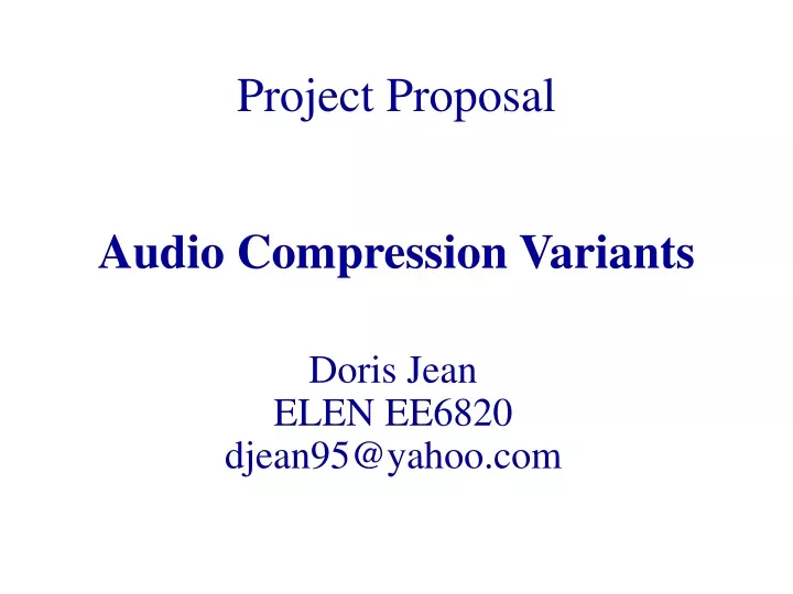 project proposal audio compression variants