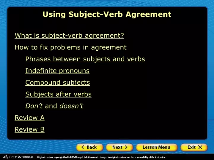 using subject verb agreement