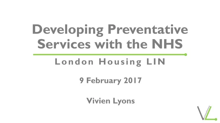 developing preventative services with the nhs