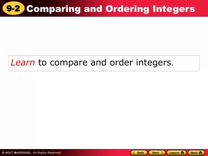 learn to compare and order integers