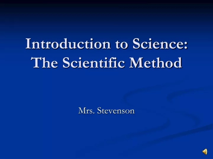 introduction to science the scientific method