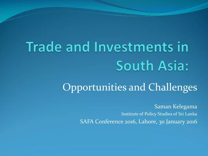 trade and investments in south asia
