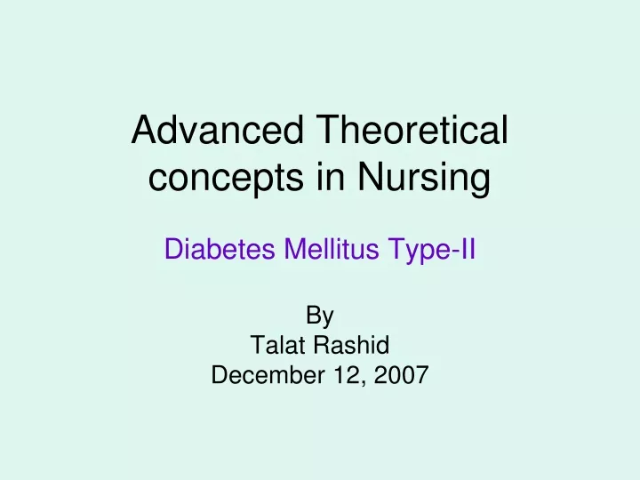 advanced theoretical concepts in nursing