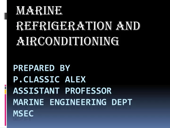 marine refrigeration and airconditioning