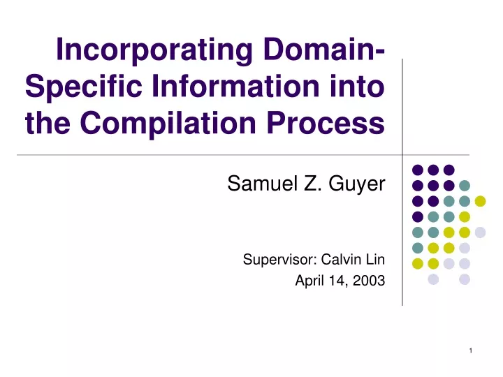 incorporating domain specific information into the compilation process