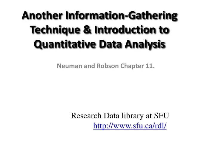 another information gathering technique introduction to quantitative data analysis