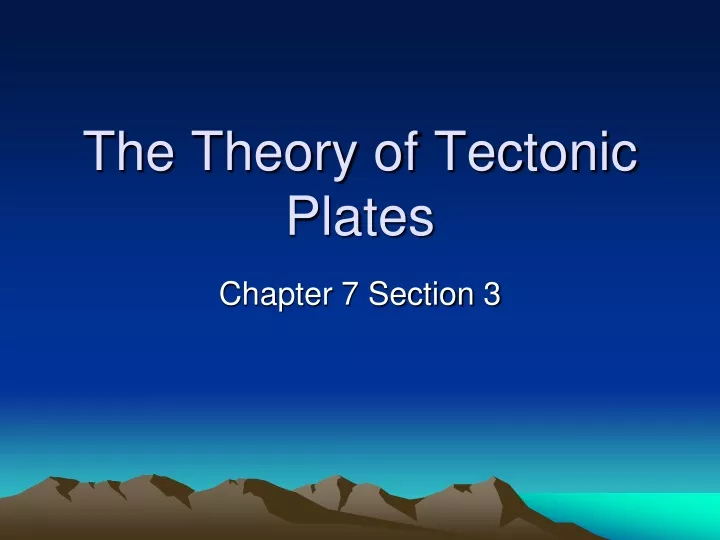 the theory of tectonic plates