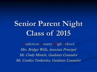Senior Parent Night Class of 2015