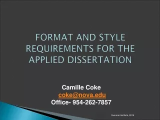 FORMAT AND STYLE REQUIREMENTS FOR THE APPLIED DISSERTATION