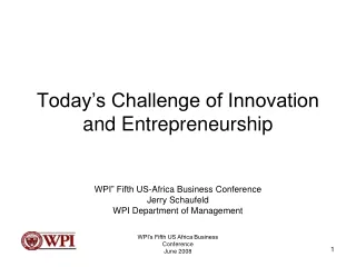 Today’s Challenge of Innovation and Entrepreneurship