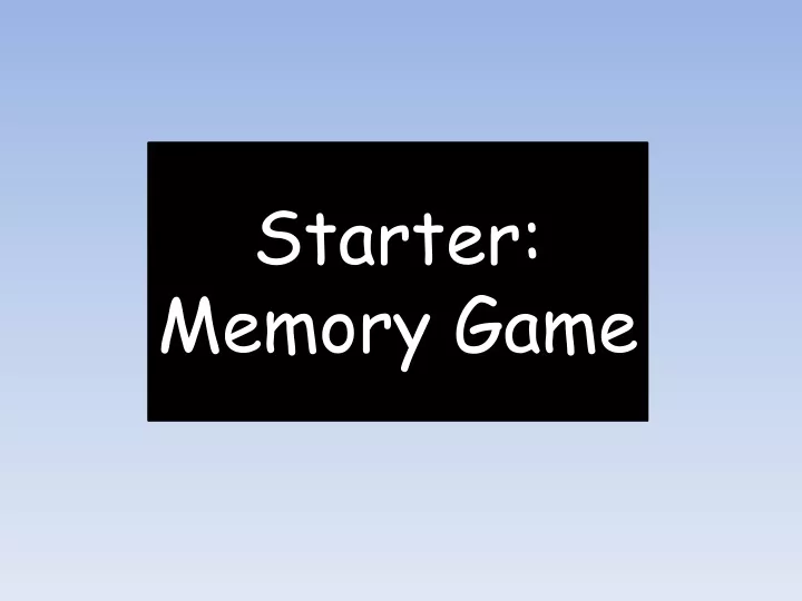 starter memory game