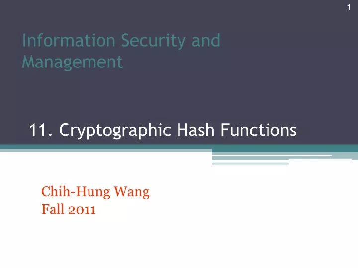 information security and management 11 cryptographic hash functions