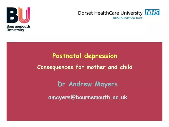 postnatal depression consequences for mother and child