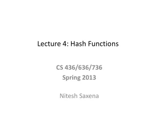 Lecture 4: Hash Functions