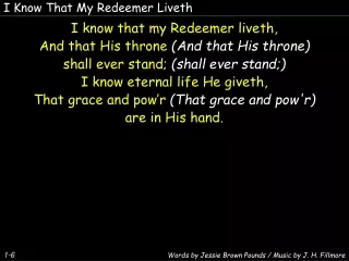 I Know That My Redeemer Liveth