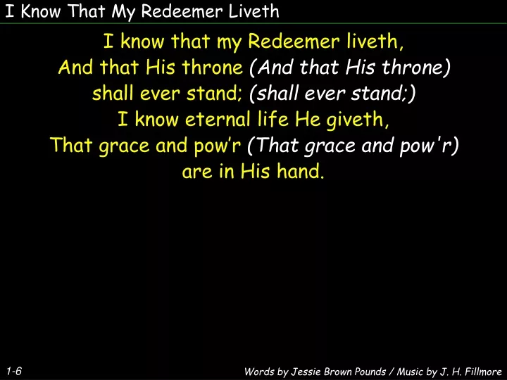 i know that my redeemer liveth
