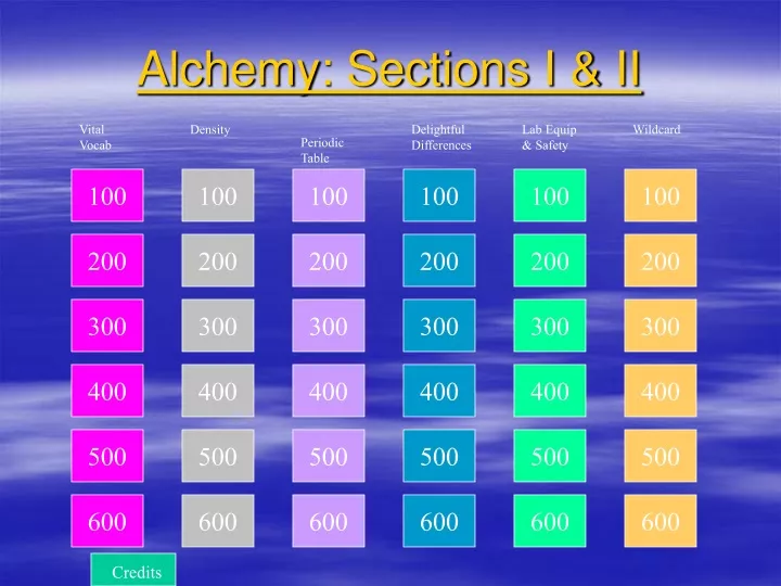 alchemy sections i ii