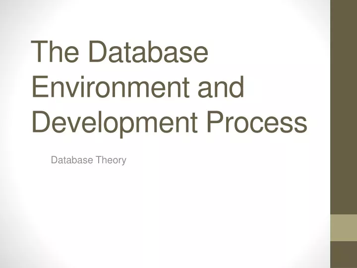 the database environment and development process