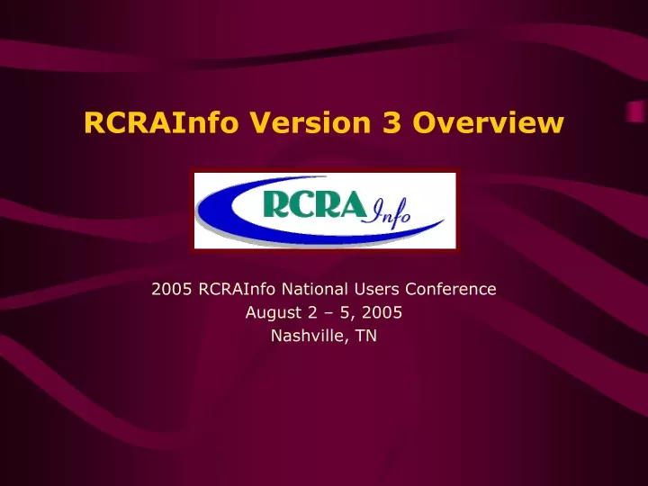 rcrainfo version 3 overview