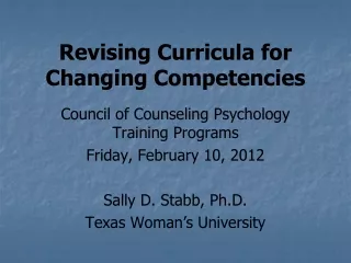 Revising Curricula for Changing Competencies