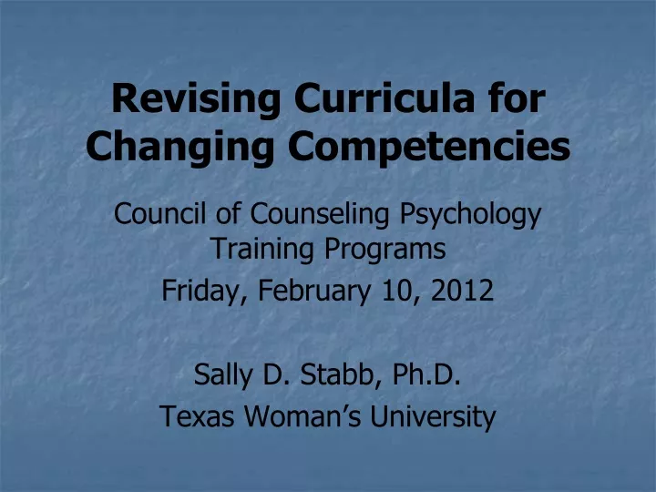 revising curricula for changing competencies