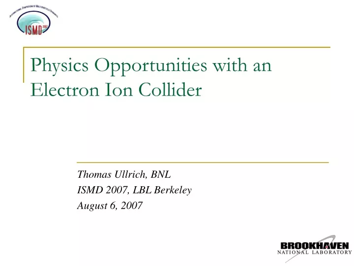 physics opportunities with an electron ion collider