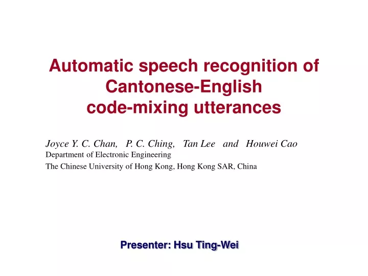 automatic speech recognition of cantonese english code mixing utterances