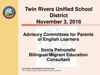 Advisory Committees for Parents of English Learners  Sonia Petrozello