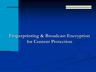 Fingerprinting &amp; Broadcast Encryption for Content Protection