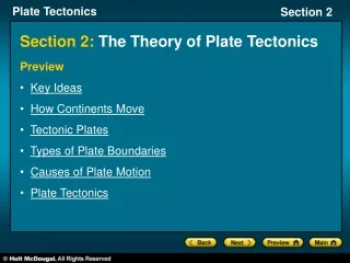 Section 2:  The Theory of Plate Tectonics