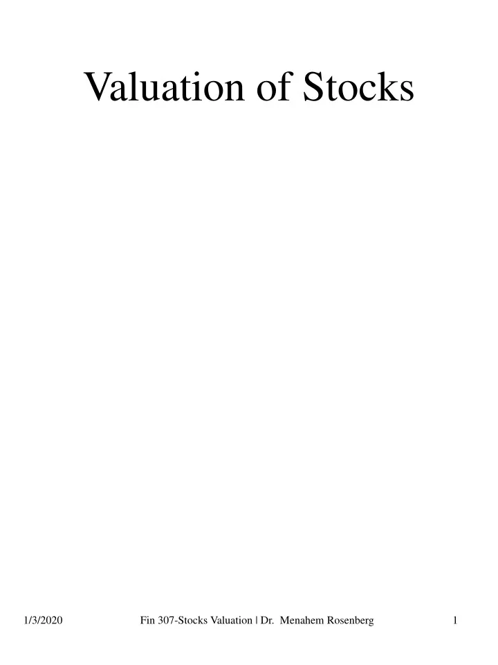valuation of stocks