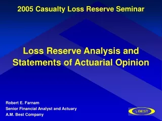 Loss Reserve Analysis and Statements of Actuarial Opinion