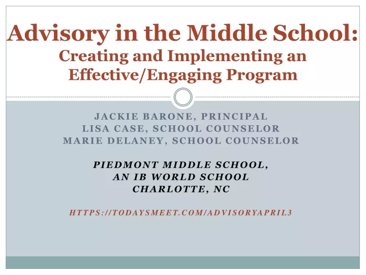advisory in the middle school creating and implementing an effective engaging program