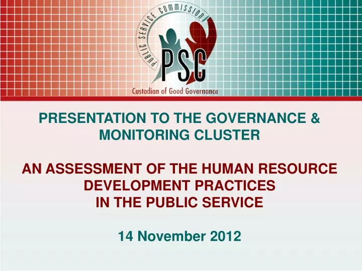 presentation to the governance monitoring cluster