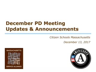 December PD Meeting Updates &amp; Announcements